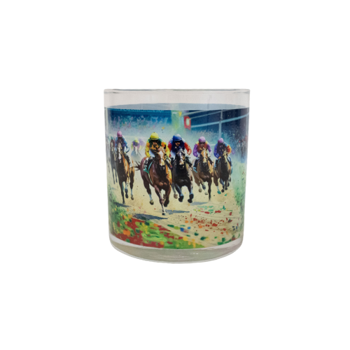 Kentucky Derby Racing Scene Rocks Glass - A Taste of Kentucky