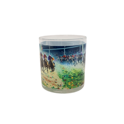 Kentucky Derby Racing Scene Rocks Glass - A Taste of Kentucky