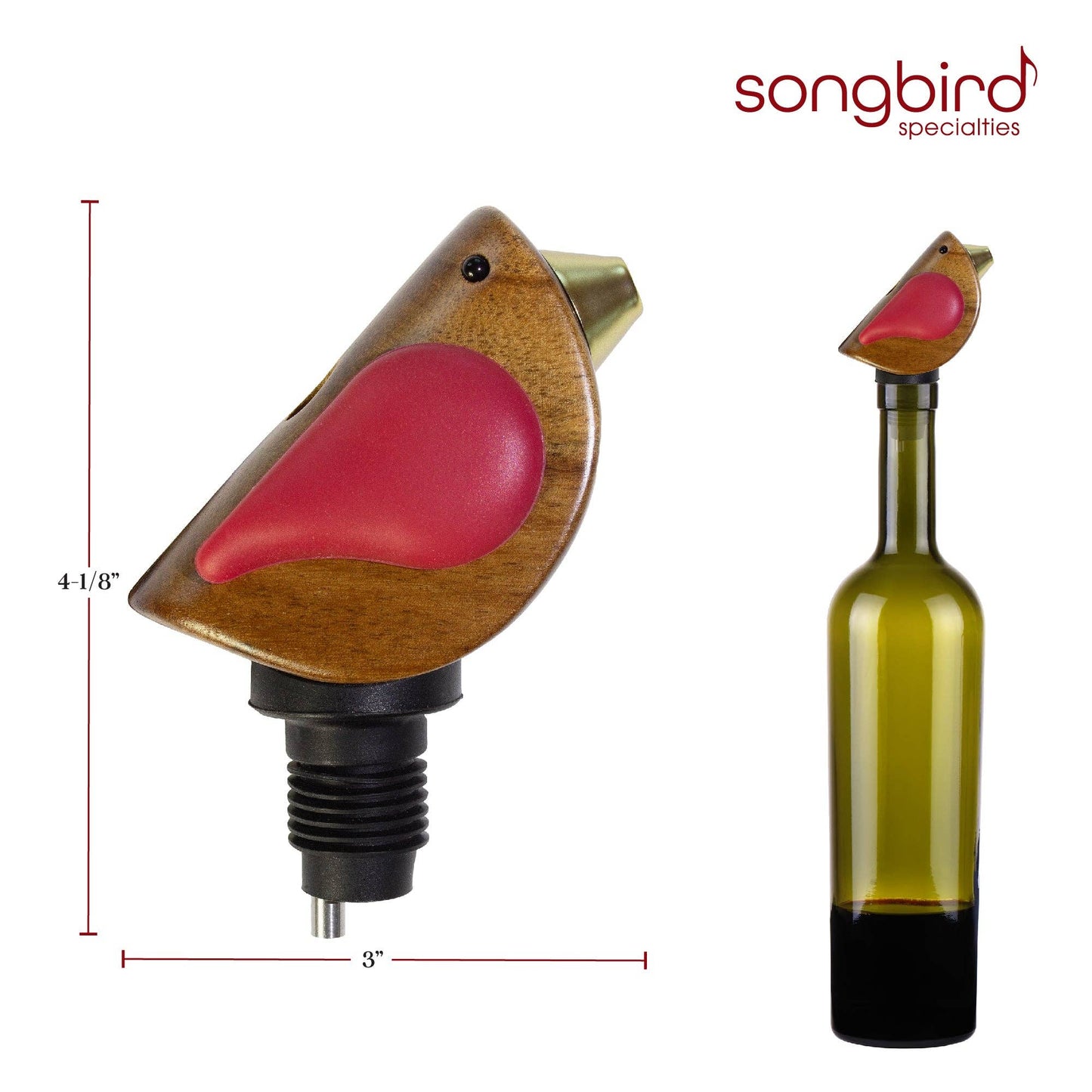 Songbird Specialties® "Singing" Wine Bottle Pourer, Red - A Taste of Kentucky