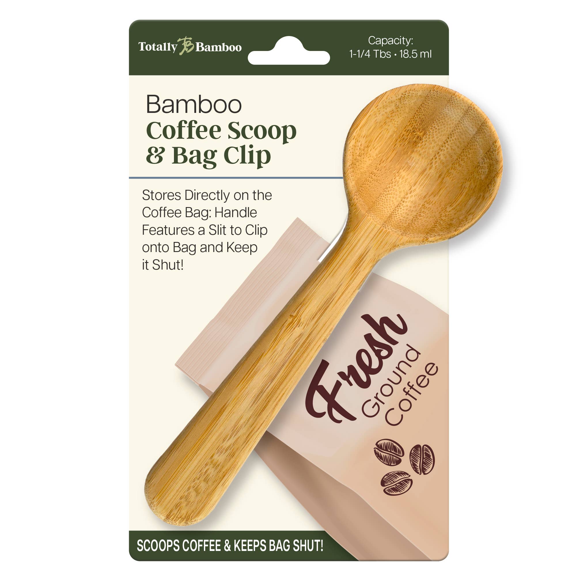 Bamboo Coffee Scoop with Built-In Bag Clip - A Taste of Kentucky