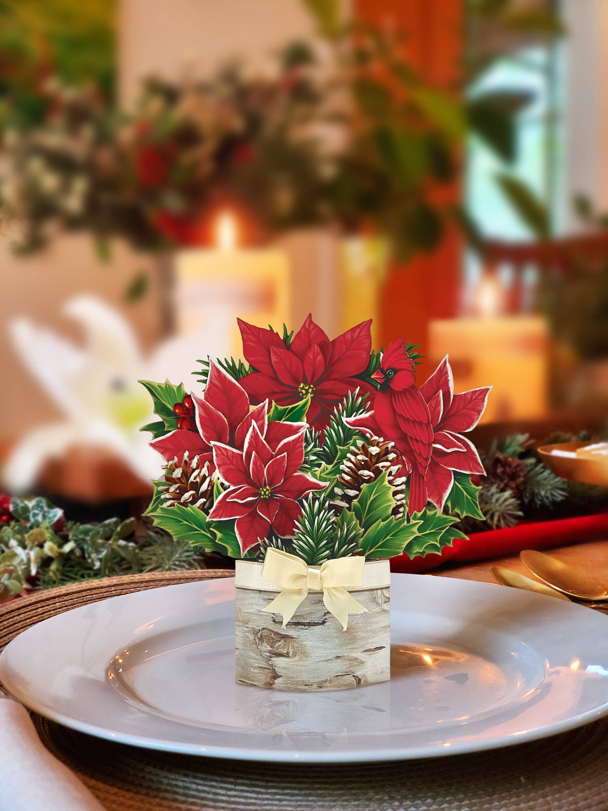 Mini Birch Poinsettia (10 Pop-up Greeting Cards) - A Taste of Kentucky