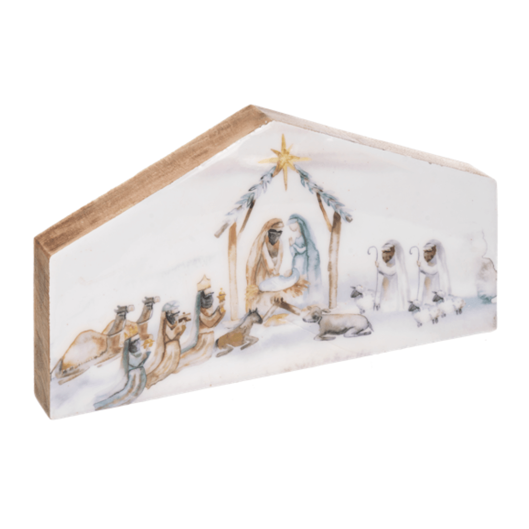 Watercolor Christmas Nativity Scene Block - A Taste of Kentucky
