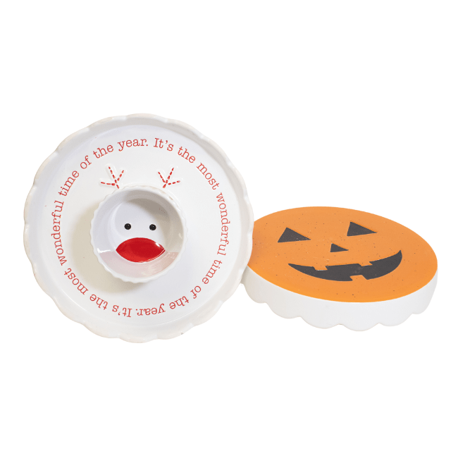 reversible halloween and christmas platter