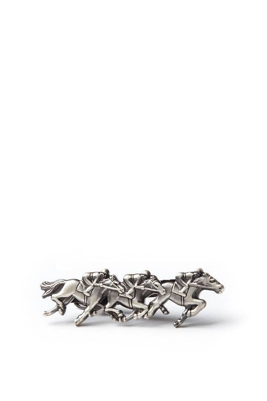 Race Day Horse Racing Tie Bar -  Antiqued Silver Metal Alynn - A Taste of Kentucky