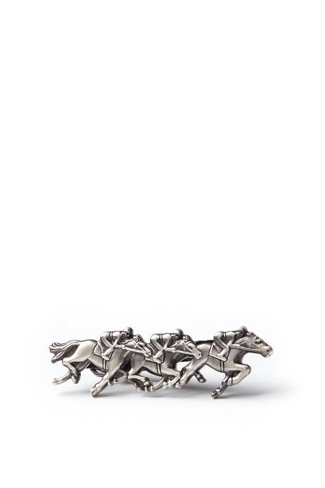 Race Day Horse Racing Tie Bar -  Antiqued Silver Metal Alynn - A Taste of Kentucky