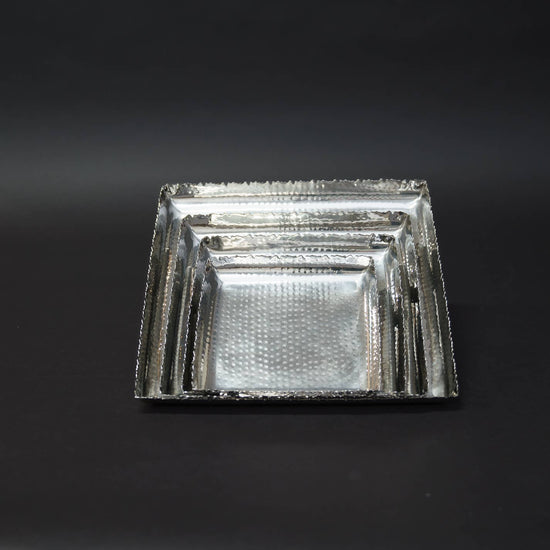 Silver Hammered Square Platter - Elegant Home Serverware - A Taste of Kentucky