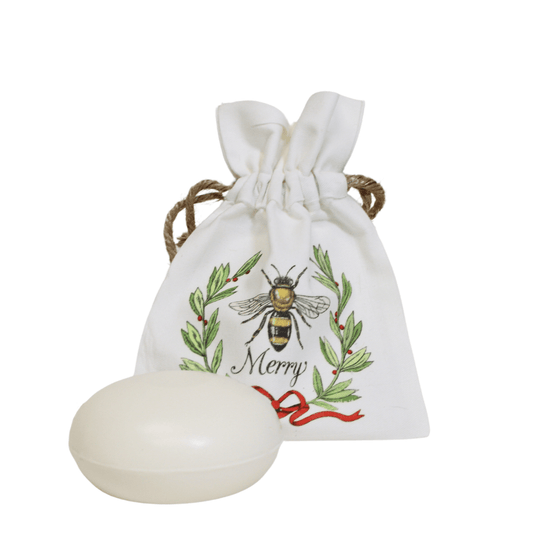 "Bee Merry" Luxury Floral Soap in Linen Gift Bag - 6oz - A Taste of Kentucky