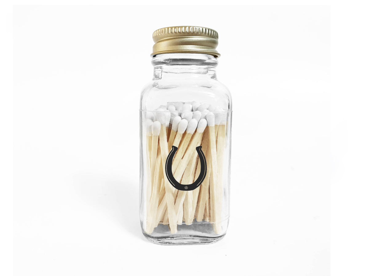 Lucky Horseshoe 2" White Match Jar | Western Match Holder - A Taste of Kentucky