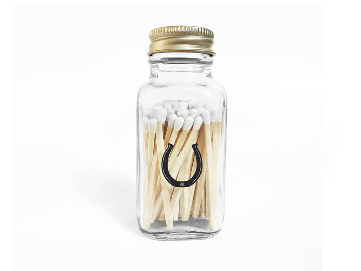 Lucky Horseshoe 2" White Match Jar | Western Match Holder - A Taste of Kentucky
