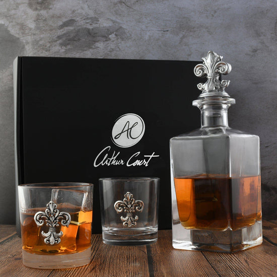 Fleur-de-lis Decanter Set with Glasses - A Taste of Kentucky