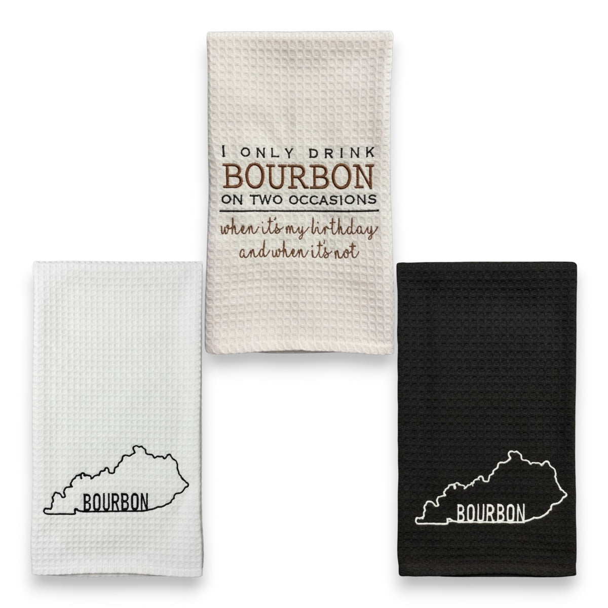 Bourbon Embroidered Tea Towel