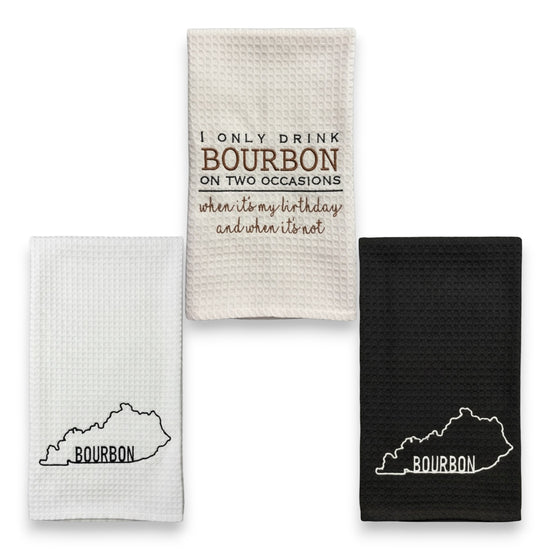 Bourbon Embroidered Tea Towel