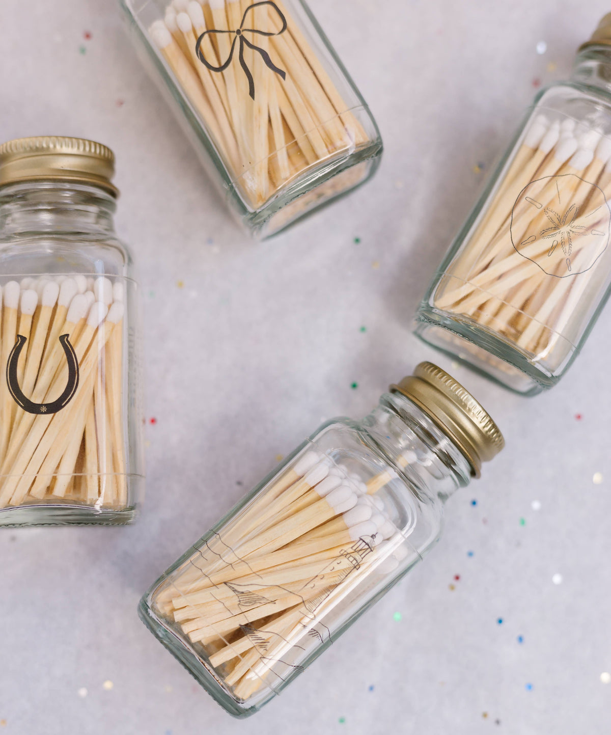 Lucky Horseshoe 2" White Match Jar | Western Match Holder - A Taste of Kentucky