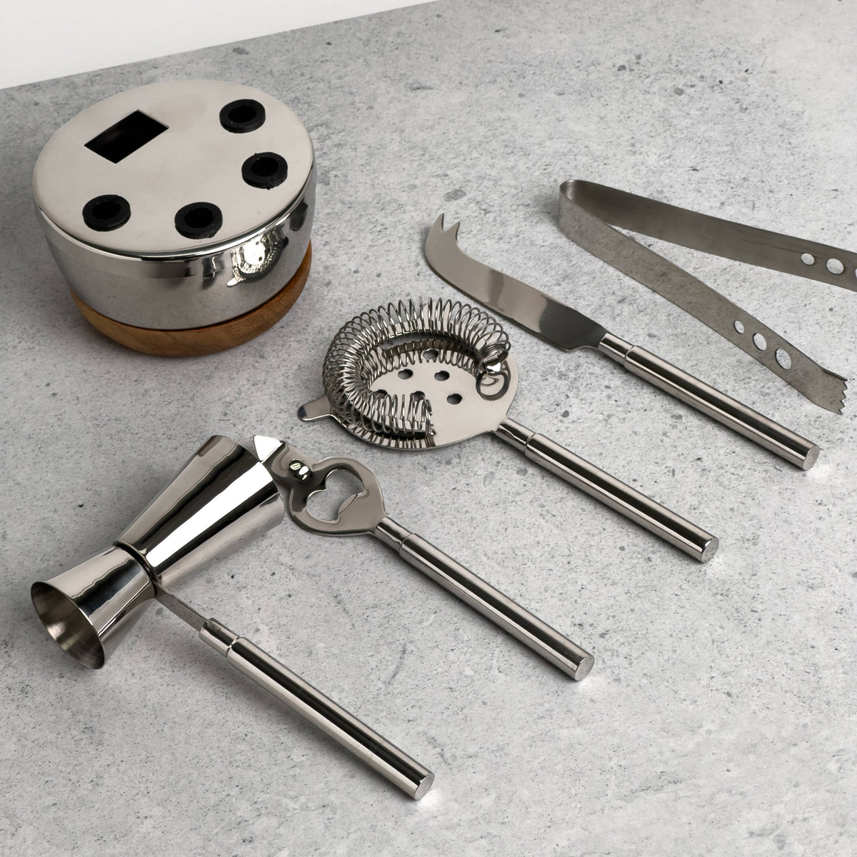 Polished Alu&Wood Bar Tools S/6