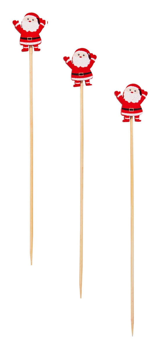Holiday Santa Cocktail Party Pick Toothpick 30 Wack Wood 6" - A Taste of Kentucky
