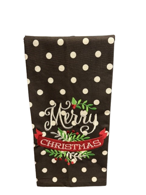 Christmas Kitchen Towel with Embroidery