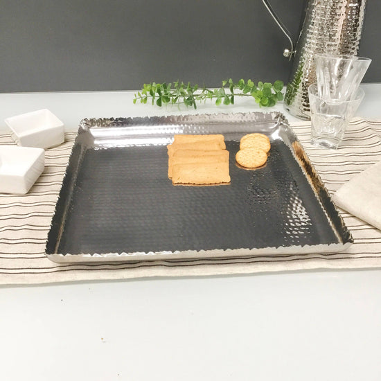 Silver Hammered Square Platter - Elegant Home Serverware - A Taste of Kentucky