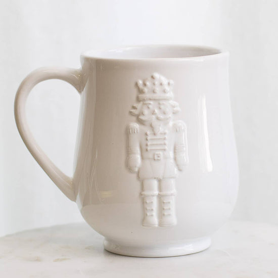 Royal Nutcracker Embossed Coffee Mug   White   18oz - A Taste of Kentucky