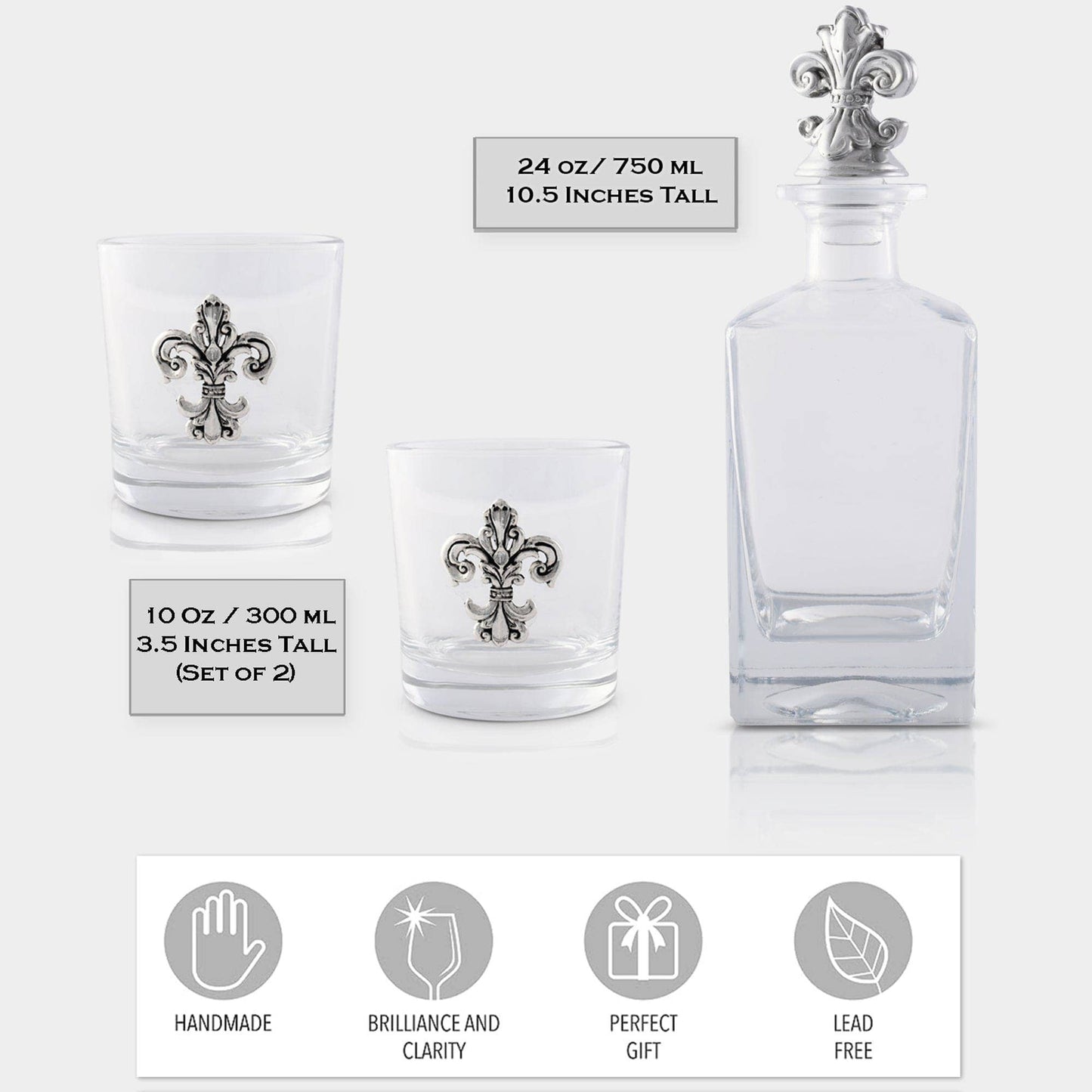 Fleur-de-lis Decanter Set with Glasses - A Taste of Kentucky