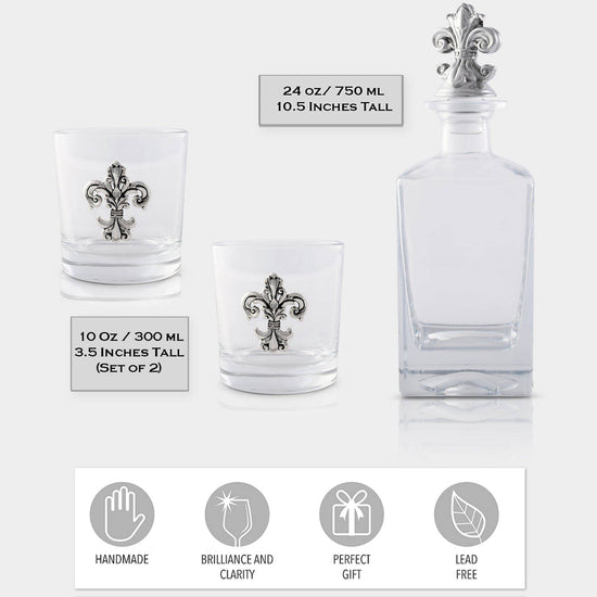 Fleur-de-lis Decanter Set with Glasses - A Taste of Kentucky