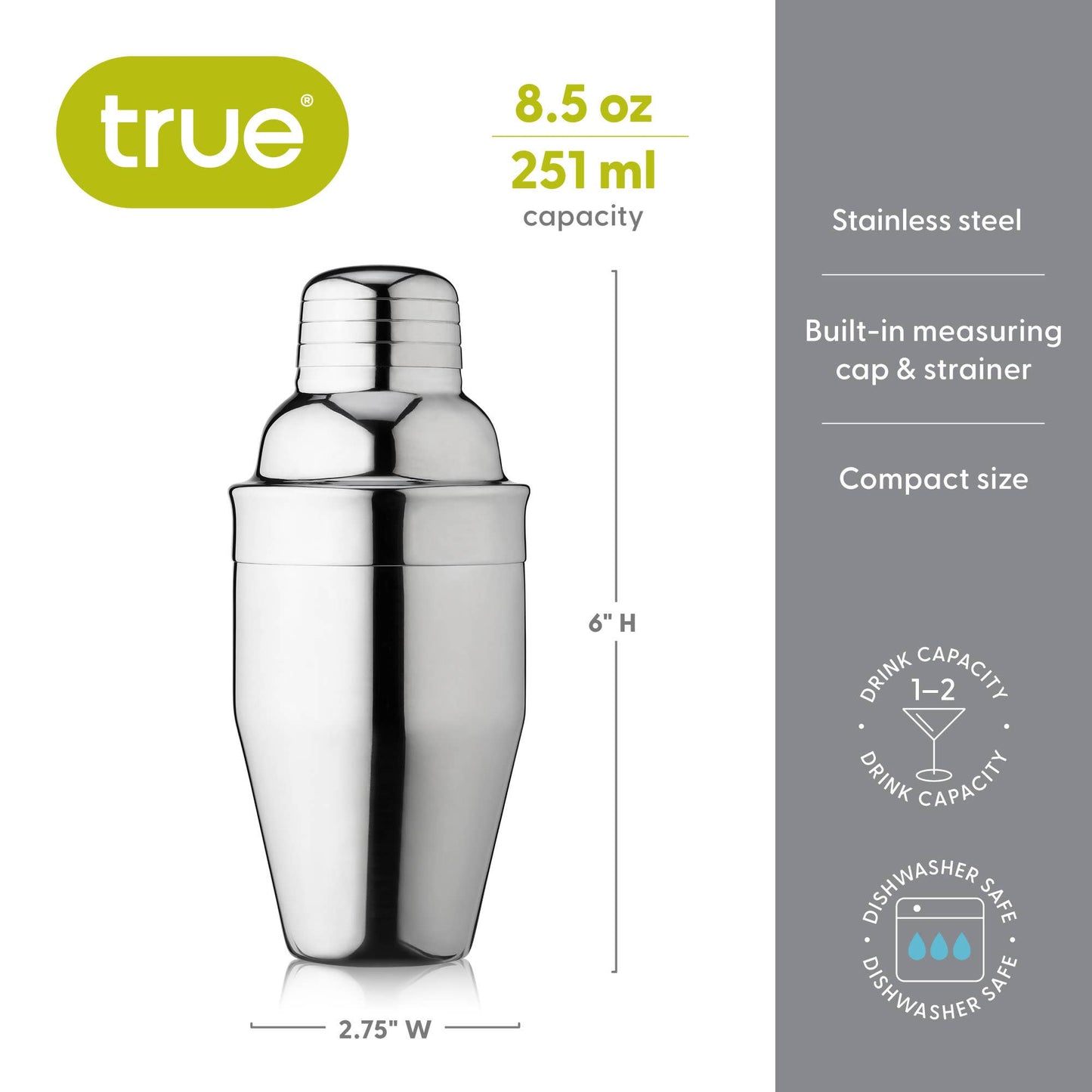 Contour Stainless Steel Cocktail Shaker ASSORTED SIZES
