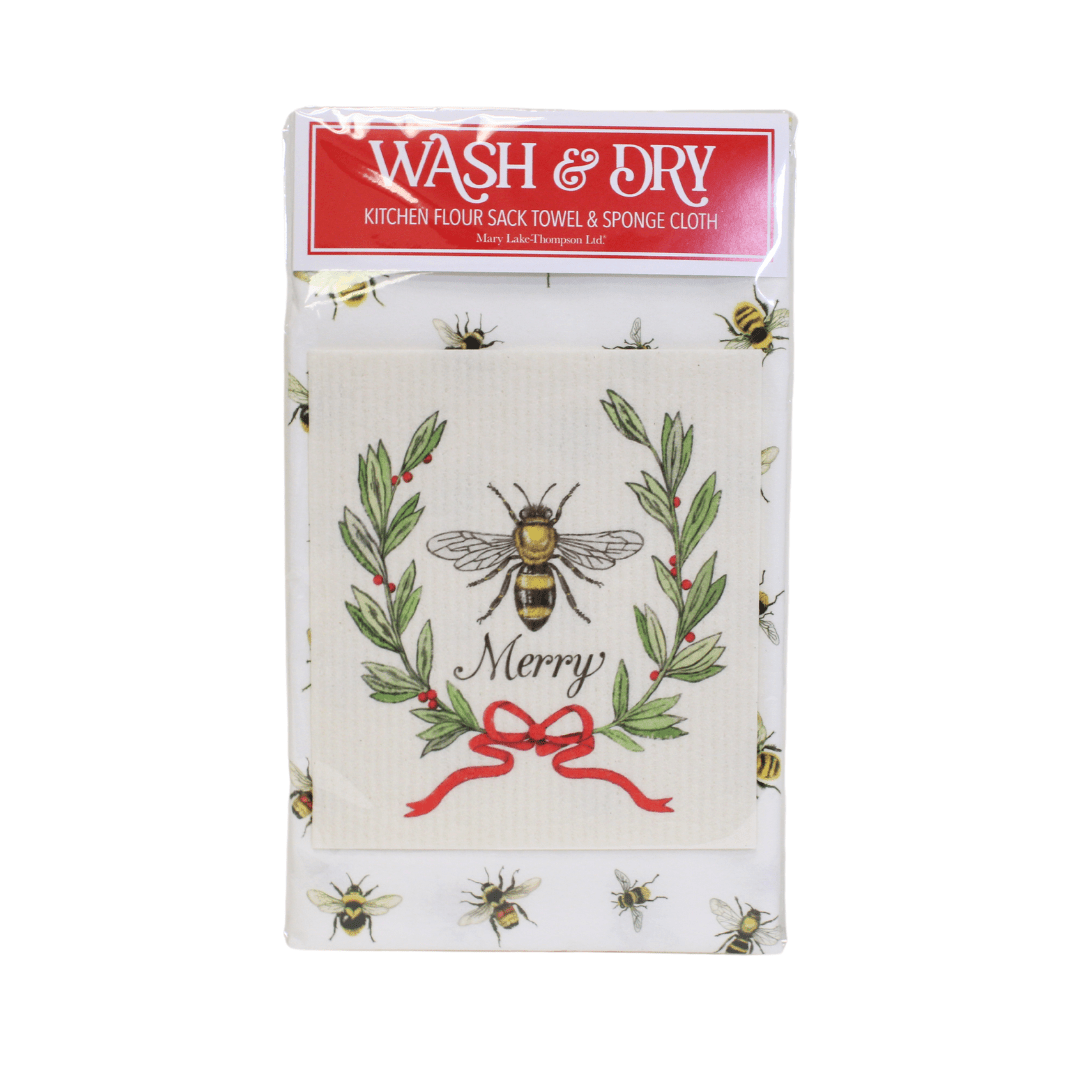 Bee Merry Kitchen Flour Sack Towel & Sponge Cloth Set