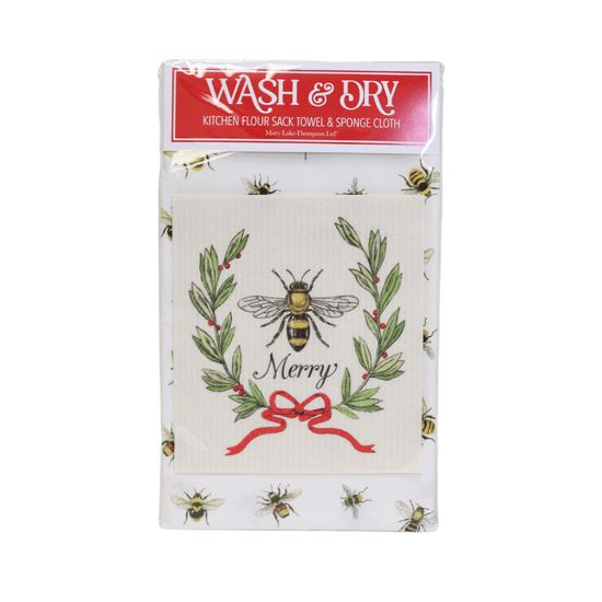 Bee Merry Kitchen Flour Sack Towel & Sponge Cloth Set - A Taste of Kentucky