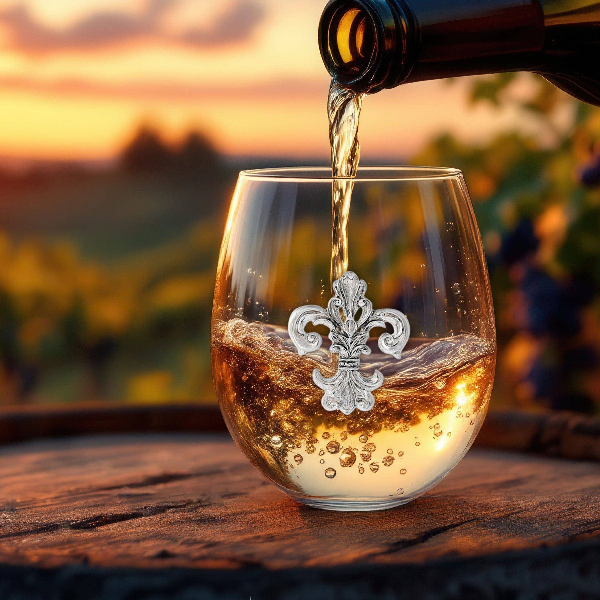 Fleur de Lis Stemless Wine Glasses - Set of 4 - A Taste of Kentucky