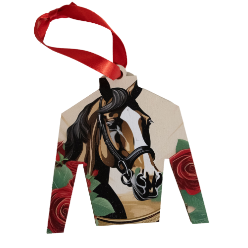 Horse &amp; Roses Jockey Silk Ornament - A Taste of Kentucky