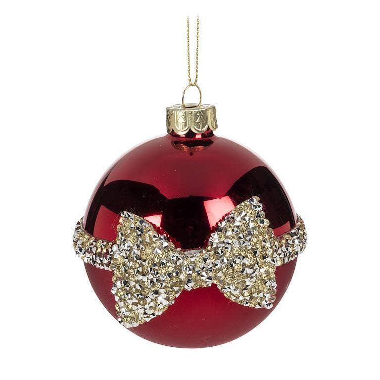 Ball with Jewelled Bow Christmas Ornament - A Taste of Kentucky