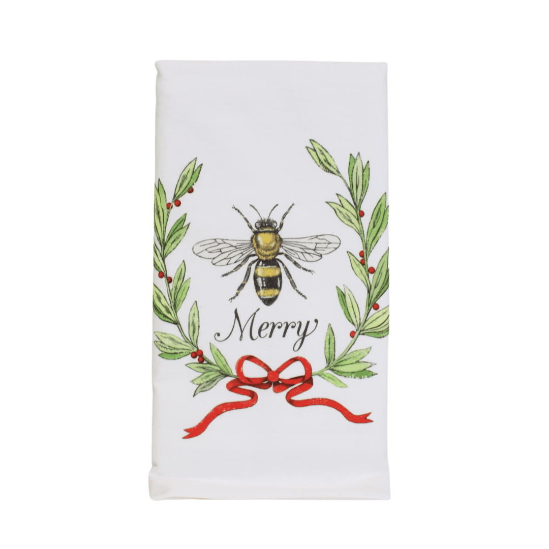Christmas Bee Merry Flour Sack Towel - A Taste of Kentucky