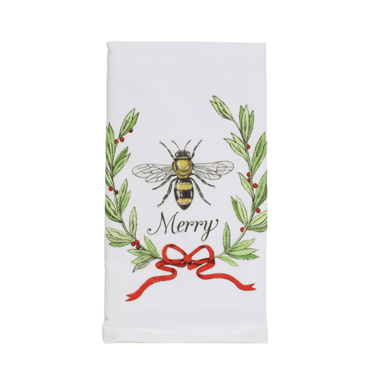 Christmas Bee Merry Flour Sack Towel - A Taste of Kentucky