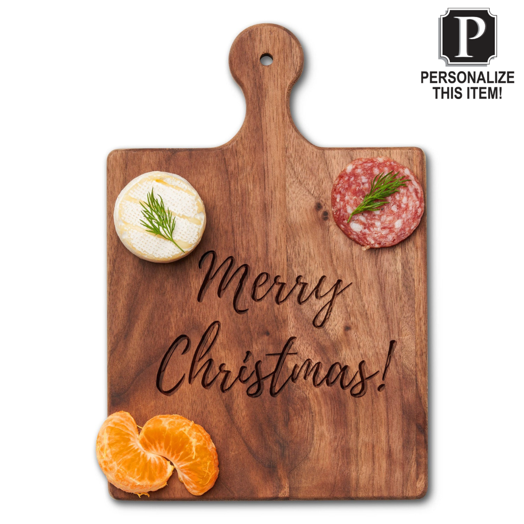Walnut Artisan Paddle Board | Merry Christmas | 9" x 6" - A Taste of Kentucky