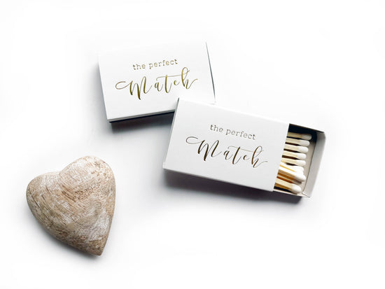 The Perfect Match Matchbox | Gold & White Wedding Matchbook - A Taste of Kentucky