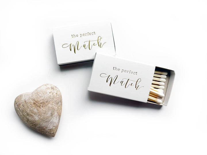The Perfect Match Matchbox | Gold & White Wedding Matchbook - A Taste of Kentucky