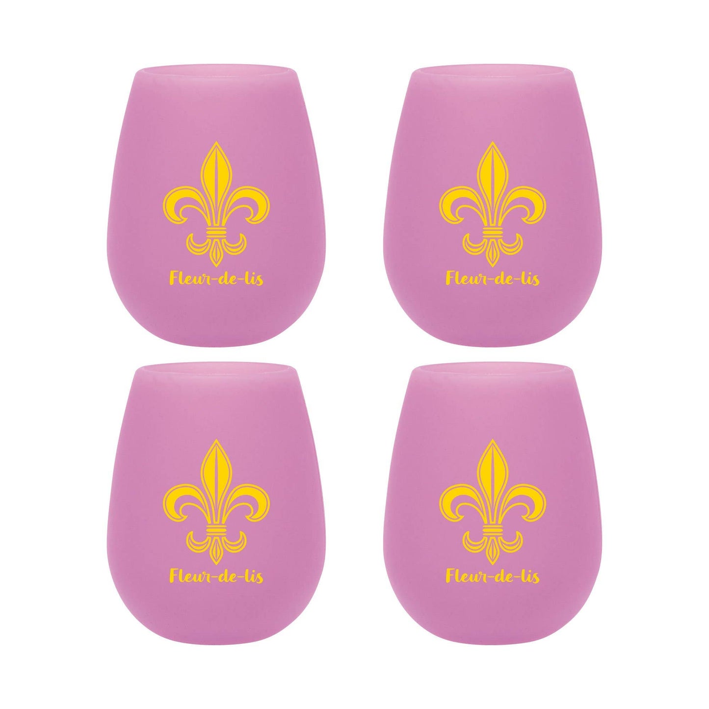 4-Piece Fleur-de-lis 12 oz. Silicone Stemless Wine Glass - A Taste of Kentucky