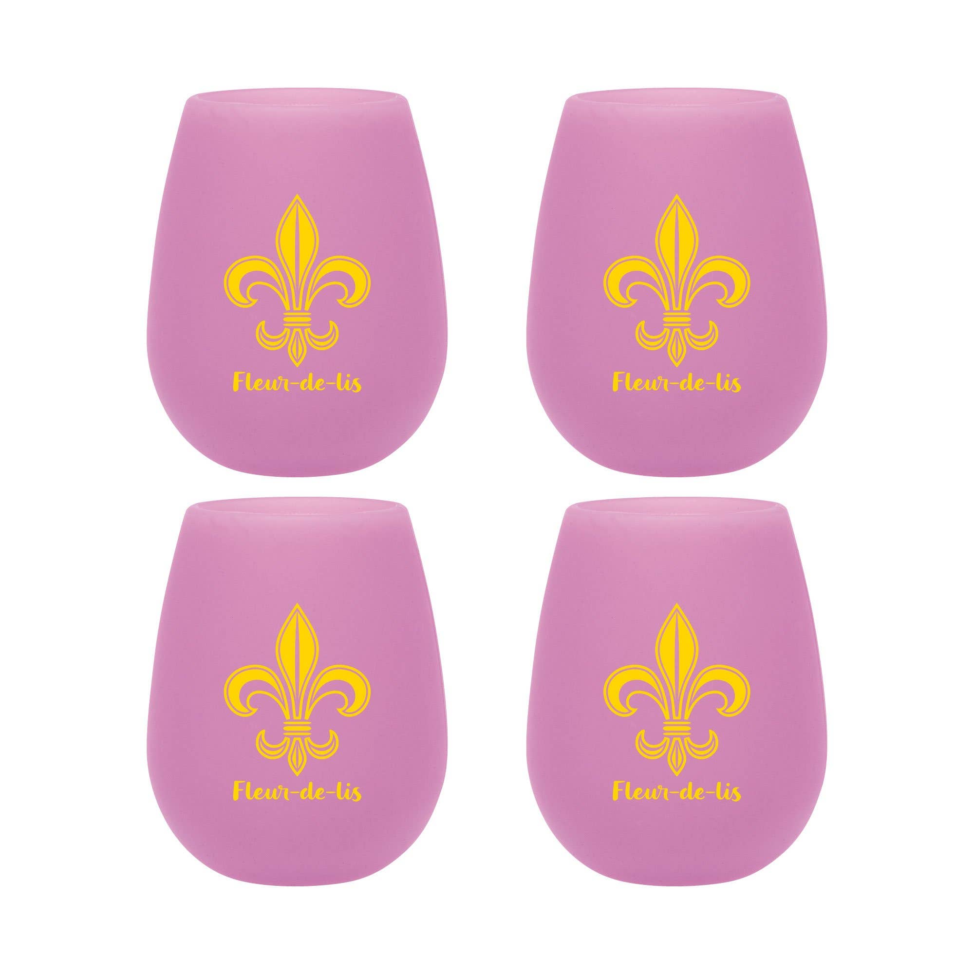 4-Piece Fleur-de-lis 12 oz. Silicone Stemless Wine Glass - A Taste of Kentucky