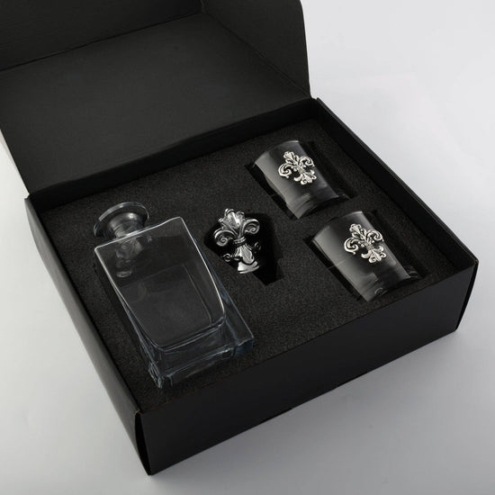 Fleur-de-lis Decanter Set with Glasses - A Taste of Kentucky