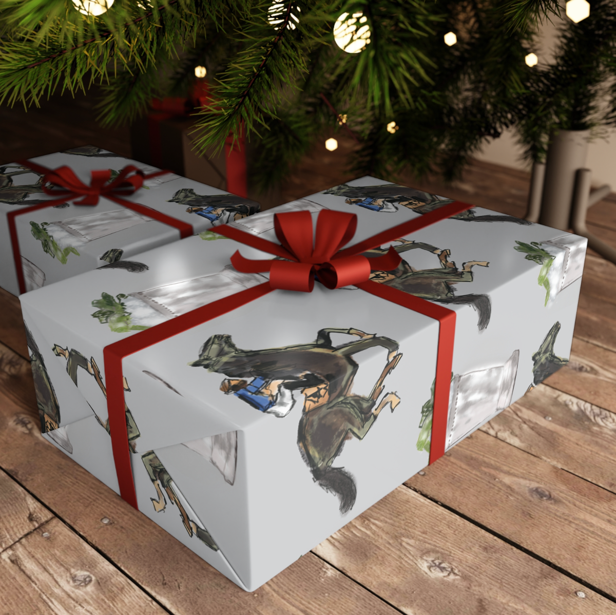 Gray Horse Race & Mint Julep Wrapping Paper, 5'  Roll - A Taste of Kentucky