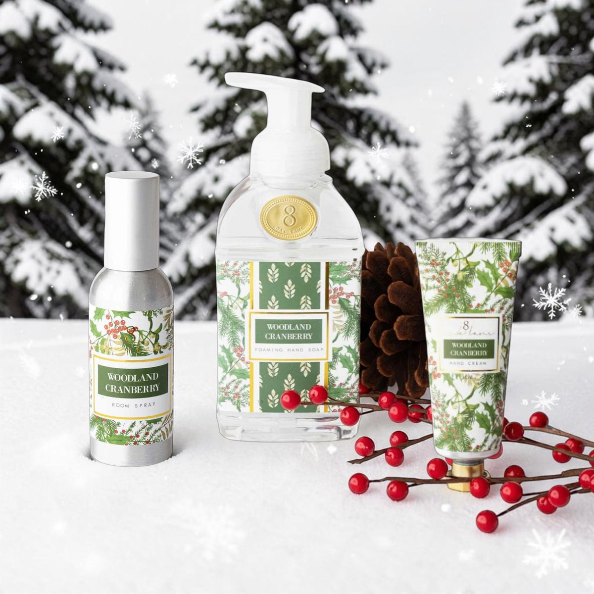 8 Oak Lane Holiday Gift Set | Room Spray, Foaming Hand Soap & Hand Cream Christmas Gift