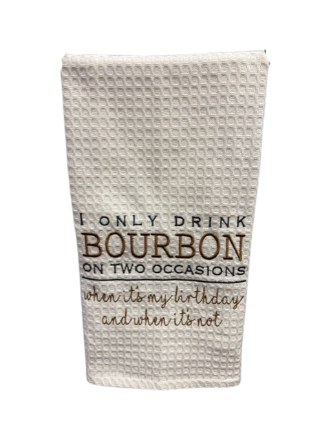 Bourbon Embroidered Tea Towel