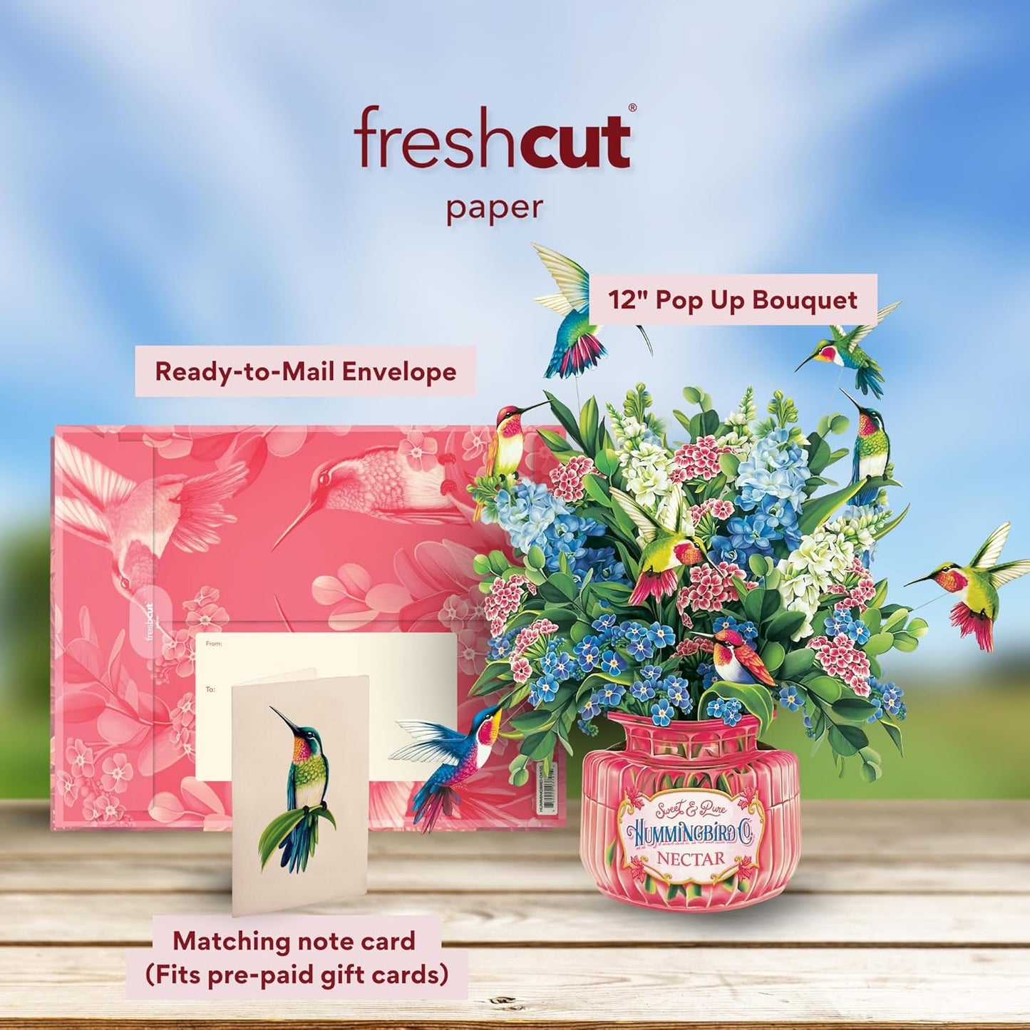 Hummingbird Oasis Pop-Up Bouquet – 3D Paper Flowers Gift - A Taste of Kentucky