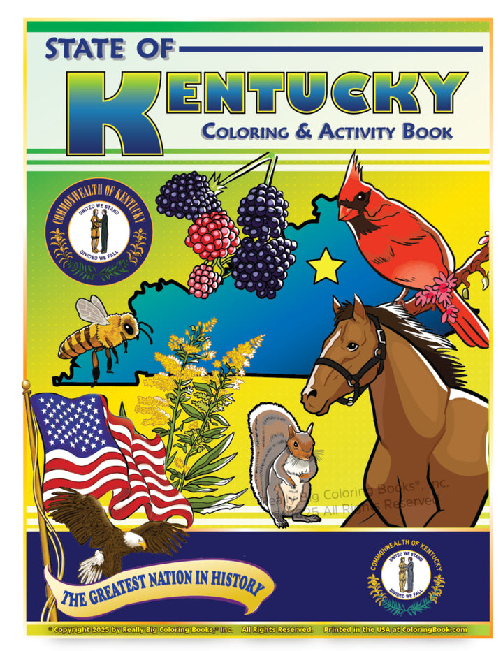 Kentucky State Coloring Book 8.5 x 11 - A Taste of Kentucky
