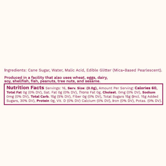 Glitter Simple Syrup, 16 fl oz with Edible Glitter