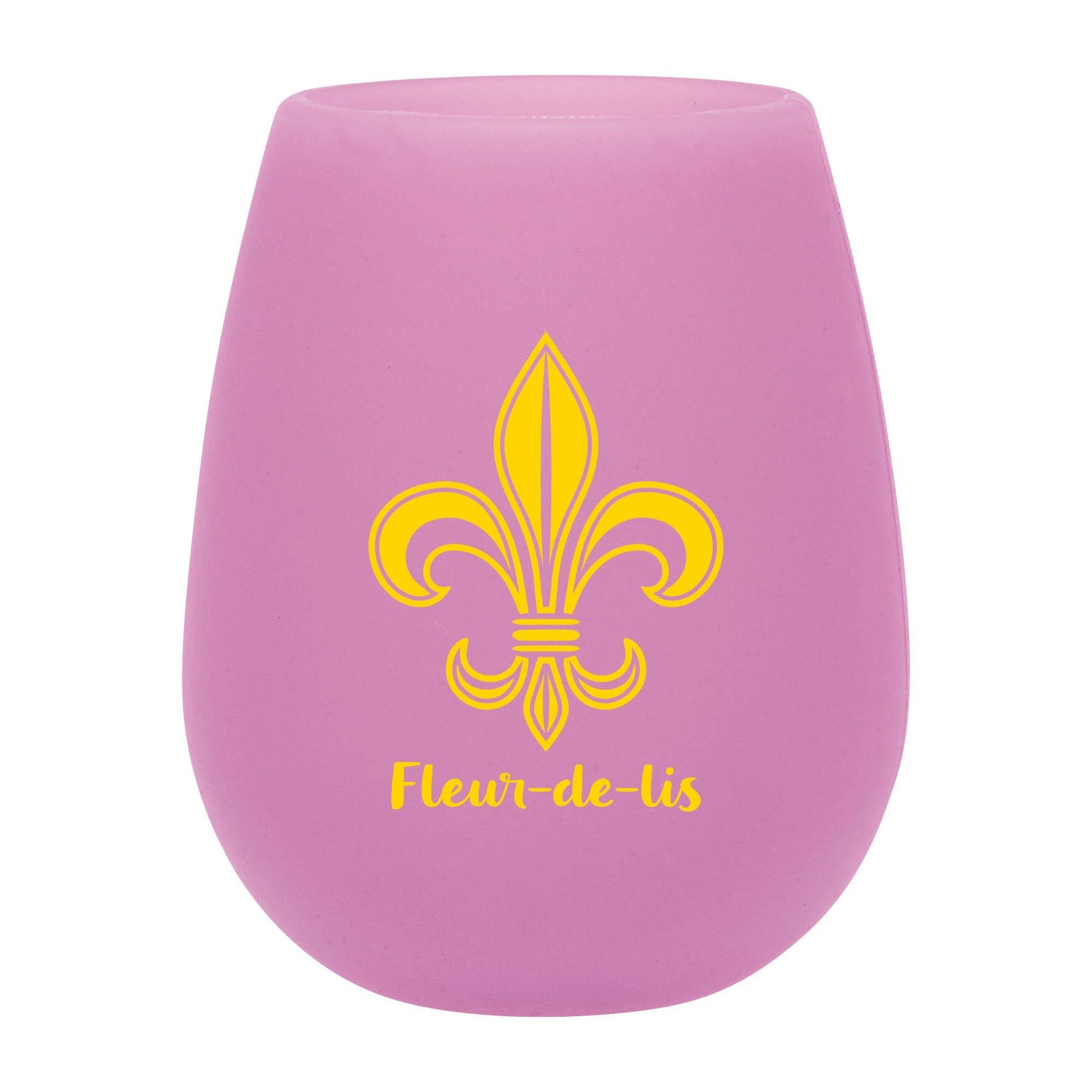 4-Piece Fleur-de-lis 12 oz. Silicone Stemless Wine Glass - A Taste of Kentucky