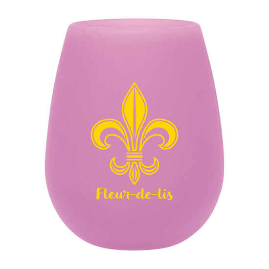 4-Piece Fleur-de-lis 12 oz. Silicone Stemless Wine Glass - A Taste of Kentucky