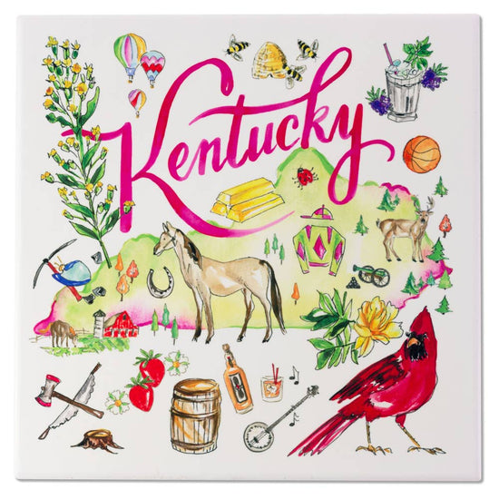 KY State Collection 8" Ceramic Trivet Kentucky Rosanne Beck - A Taste of Kentucky