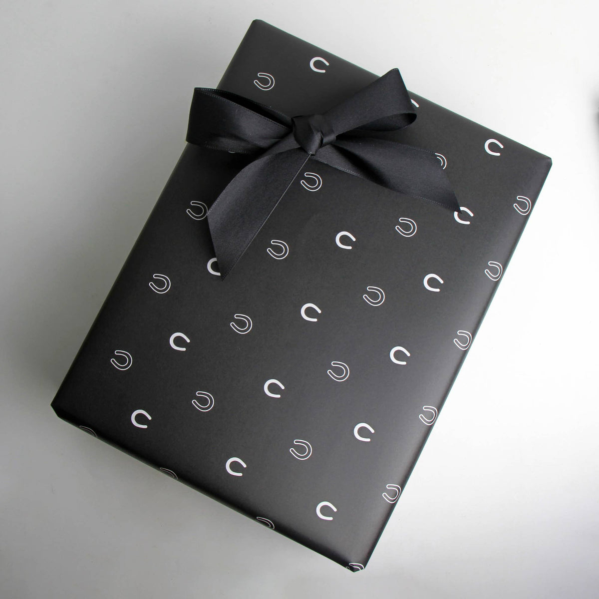 Lucky Slate Equestrian Horseshoe Gift Wrap Paper in Roll - A Taste of Kentucky