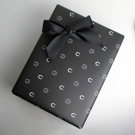 Lucky Slate Equestrian Horseshoe Gift Wrap Paper in Roll - A Taste of Kentucky