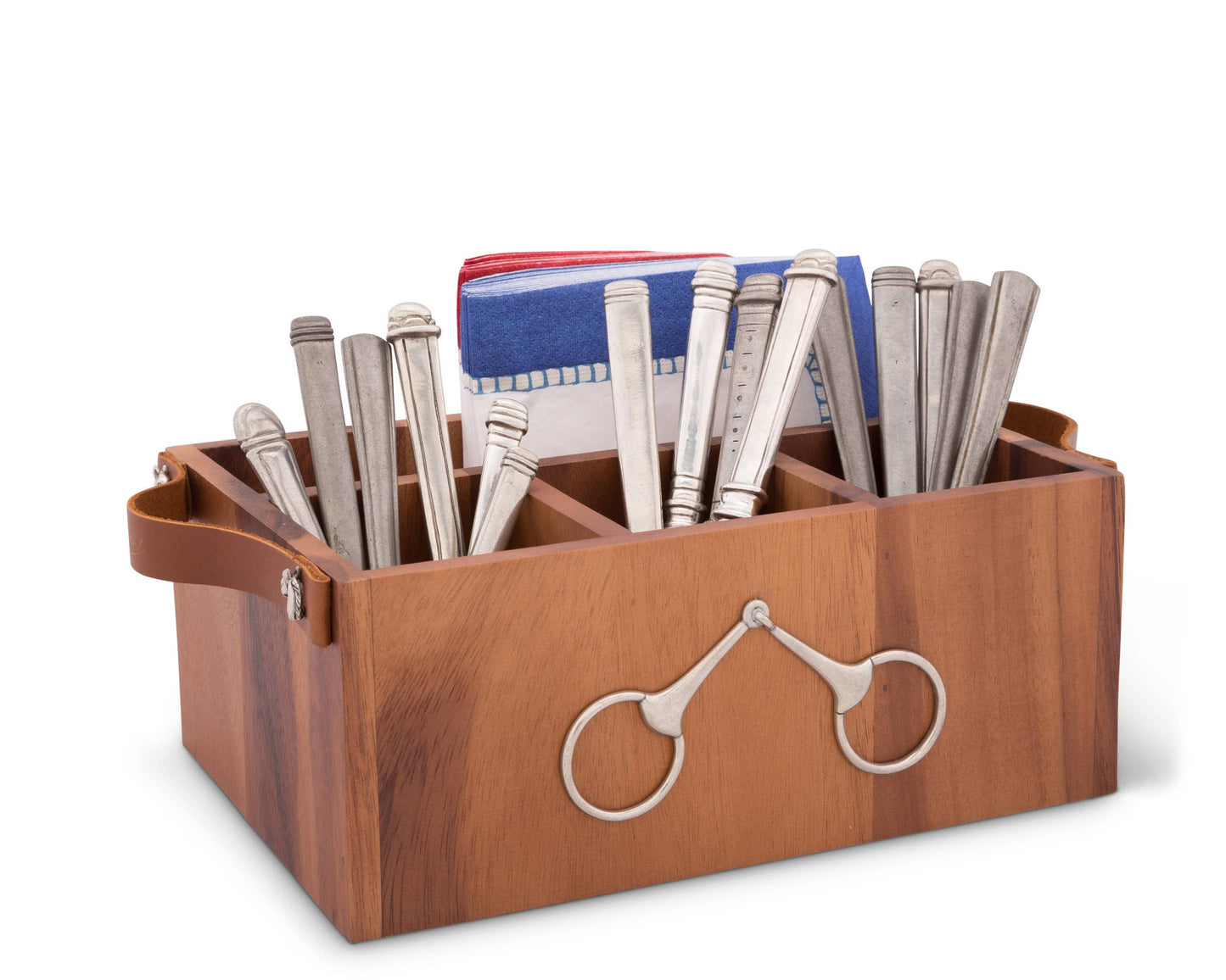 Horse Bits Leather Handles Flatware Caddy - A Taste of Kentucky